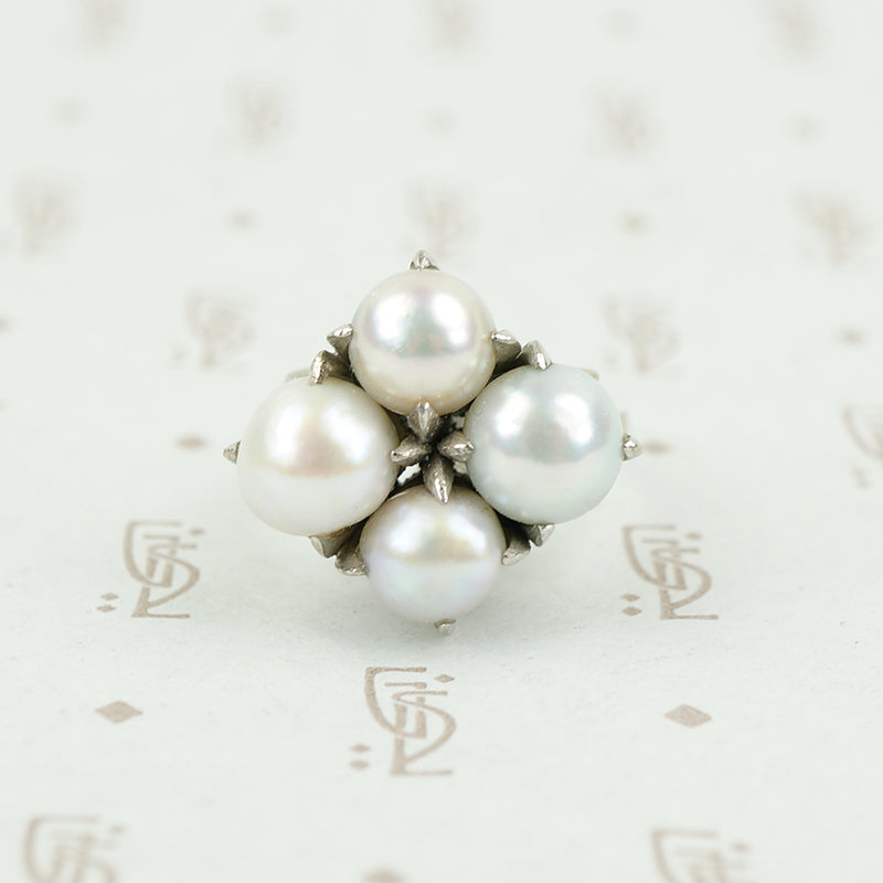 1960's Baroque Grey Pearl Cocktail Ring