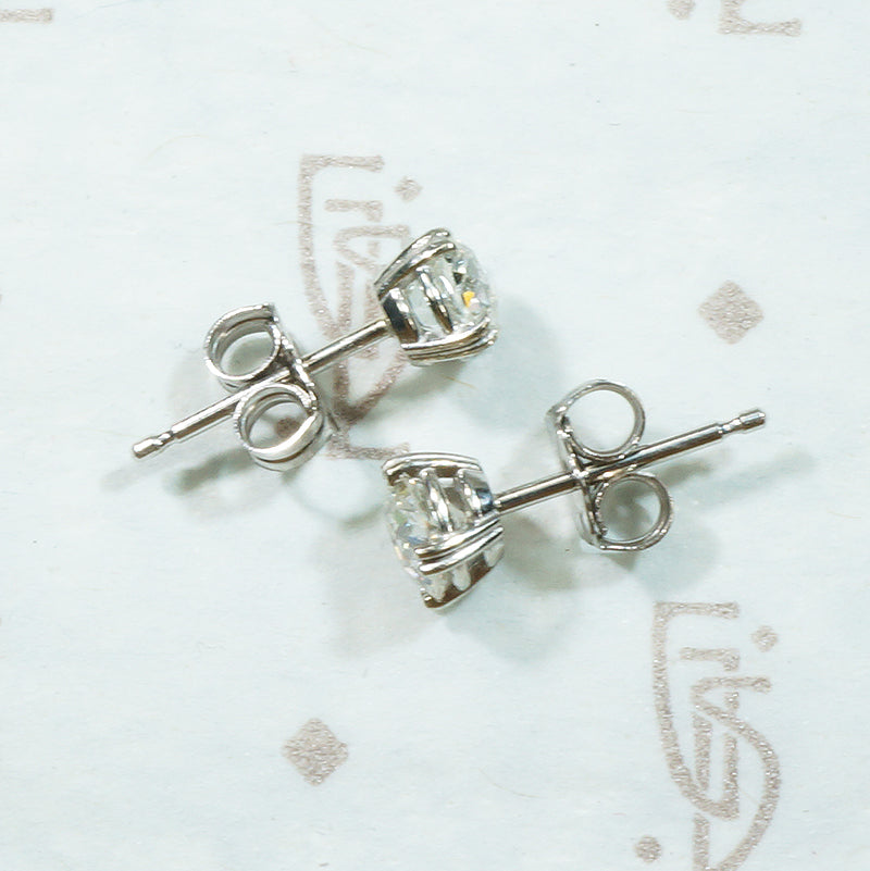 old european cut diamond stud earrings .65tcw in 14k recycled white gold