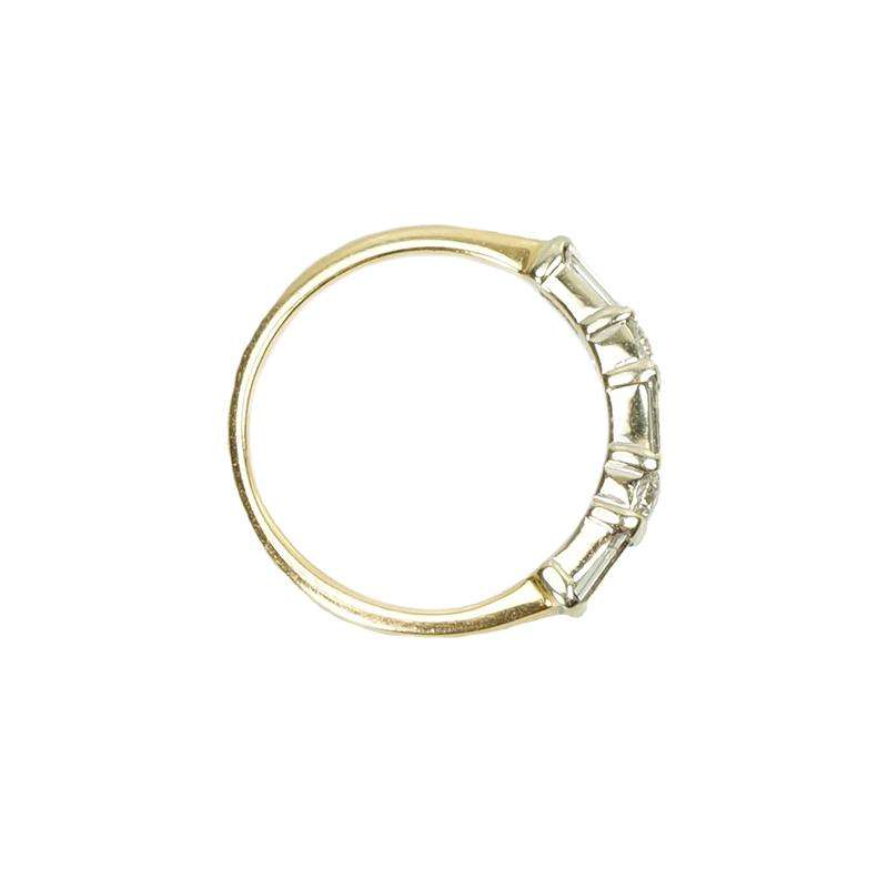 Vintage Yellow Gold Baguette and Round Diamond Band