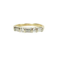 Vintage Yellow Gold Baguette and Round Diamond Band