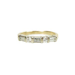 Vintage Yellow Gold Baguette and Round Diamond Band
