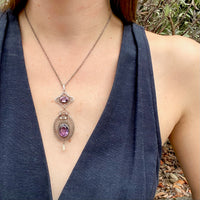 Dreamy Edwardian Amethyst & Pearl Filigree Necklace