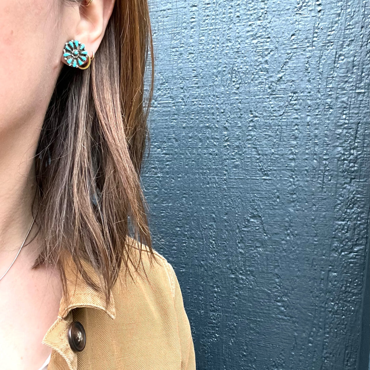 Petit Point Turquoise Sunburst Studs
