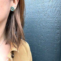 Petit Point Turquoise Sunburst Studs
