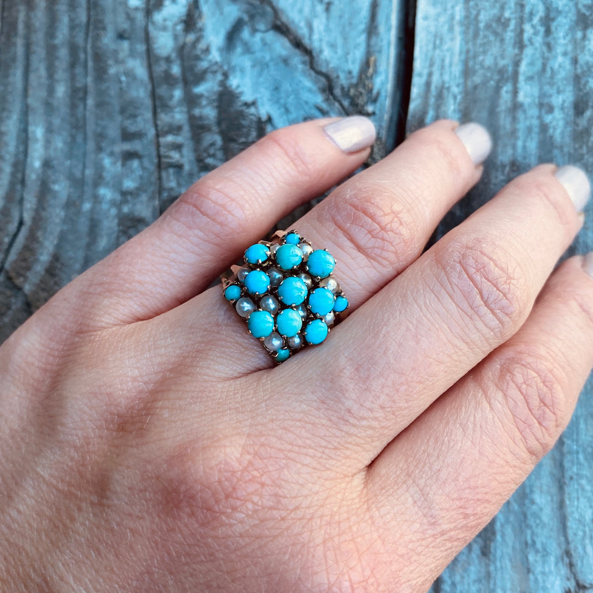 Turquoise and Pearl Harem Ring