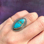 Navette Turquoise Ring with Double Rope Detail