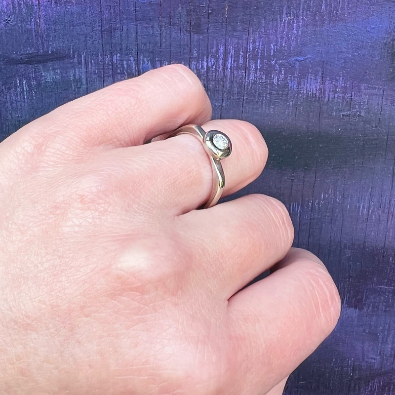 Mod Diamond Engagement Ring in White Gold