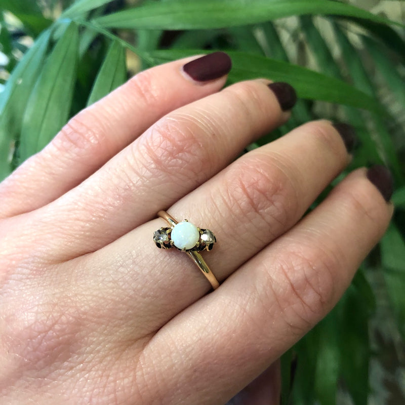 Antique Rose Cut Diamonds and Opal Ring
