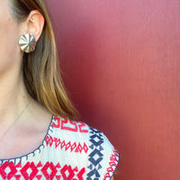 Fluted Flower Large Silver Earrings