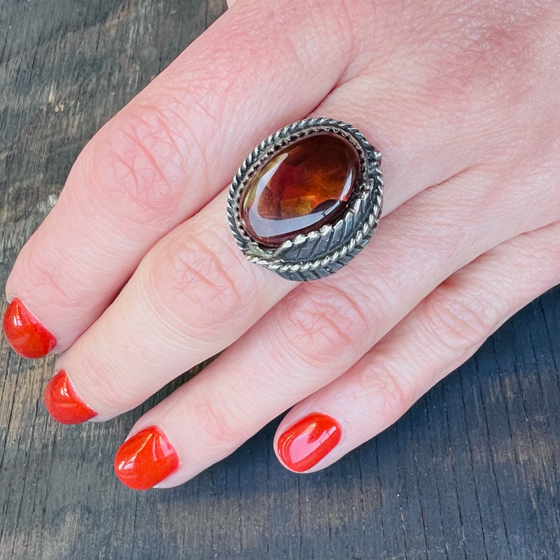 Fire Opal in Sterling Silver Ring