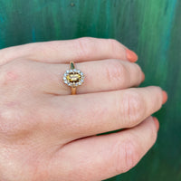 Golden Yellow Imperial Topaz Halo Ring