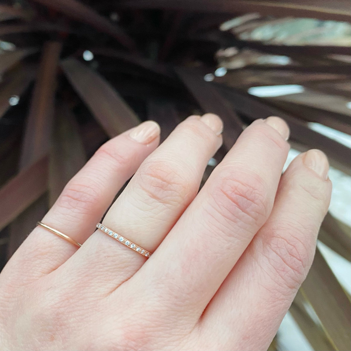 Wheat with Diamonds Eternity Band in Rose Gold