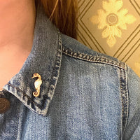 Sweetest Seahorse with Baroque Pearl Belly Brooch