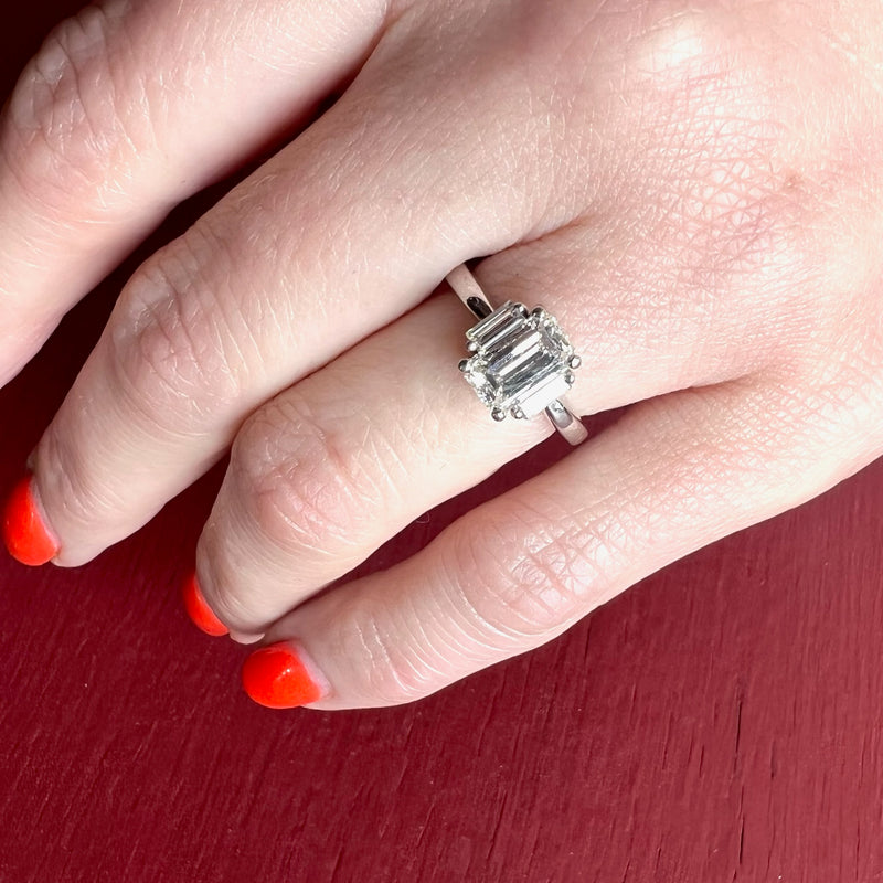 Brilliant Emerald Cut Diamond Engagement Ring
