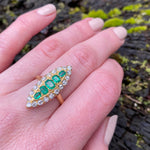 Brightest Emerald and Diamond Navette Ring