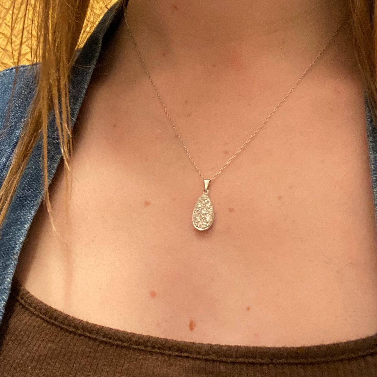 Lovely Tear Drop Shaped Pavé Diamond Pendant