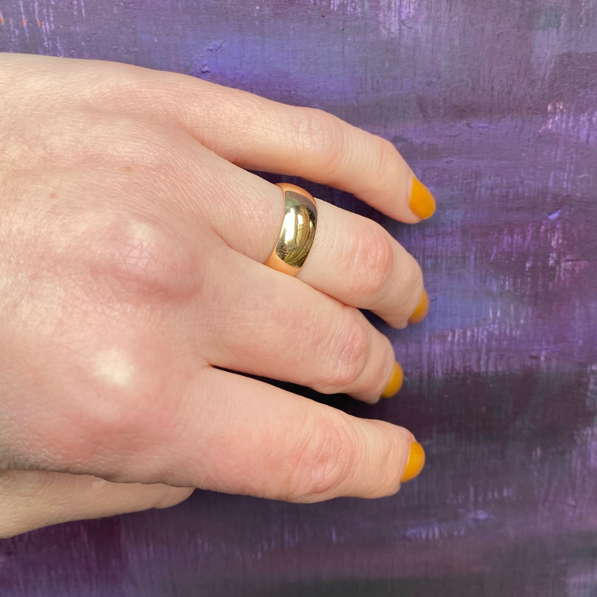 Subtly Curved Wide Vintage Wedding Band
