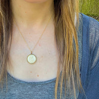 Carved Ivory Religious Pendant with Gold Pearls and Diamond