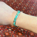 Lightning Bolt Cuff of Turquoise Inlay in Silver