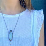 Pinstriped Art Deco Perfume Bottle Necklace