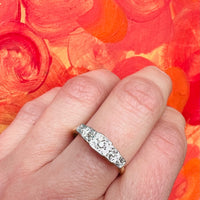 Unusual Stepped Platinum & 18ct Diamond Band