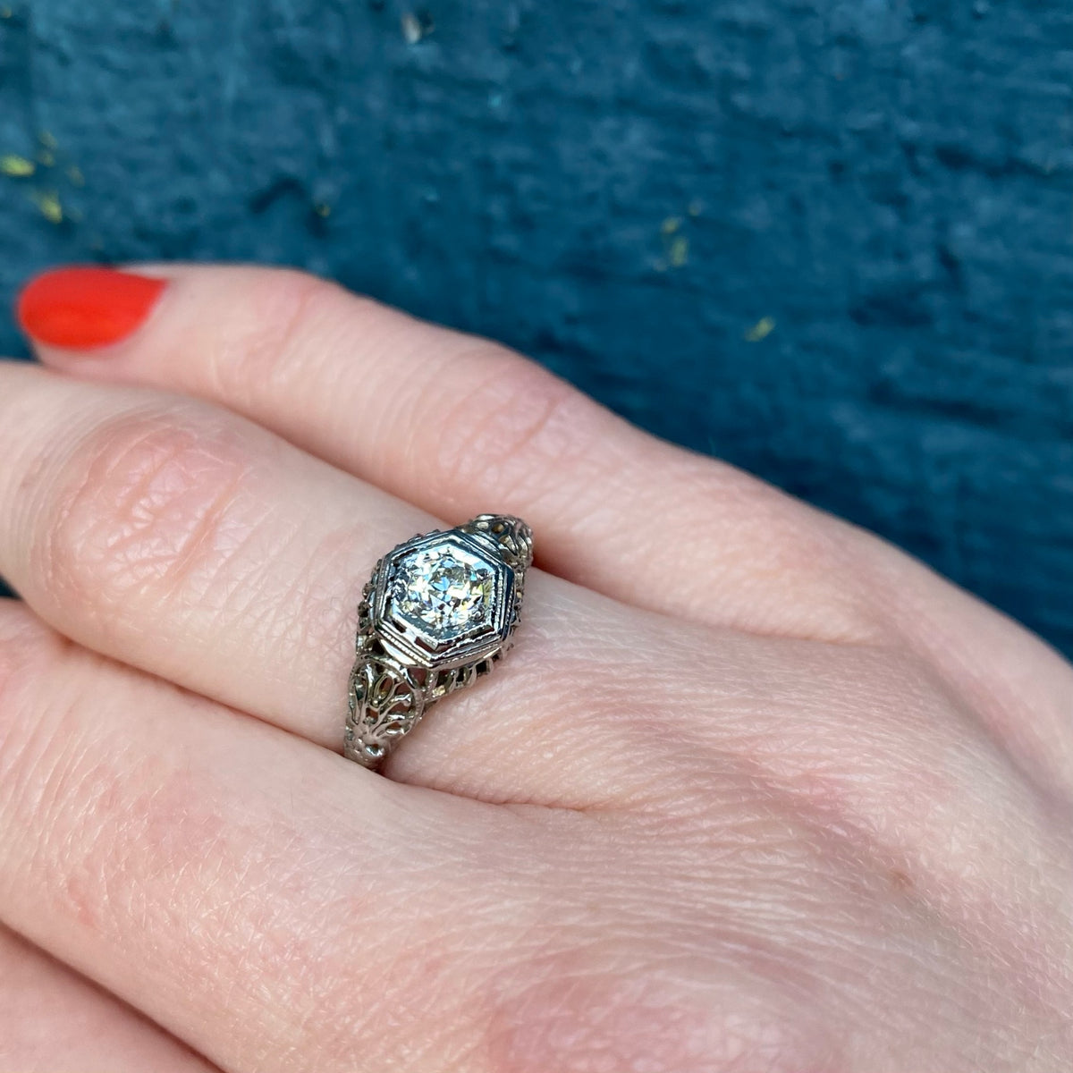 Dreamy Deco Diamond Solitaire Engagement Ring