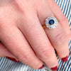 Deep Blue Sapphire and Diamond Flower Ring