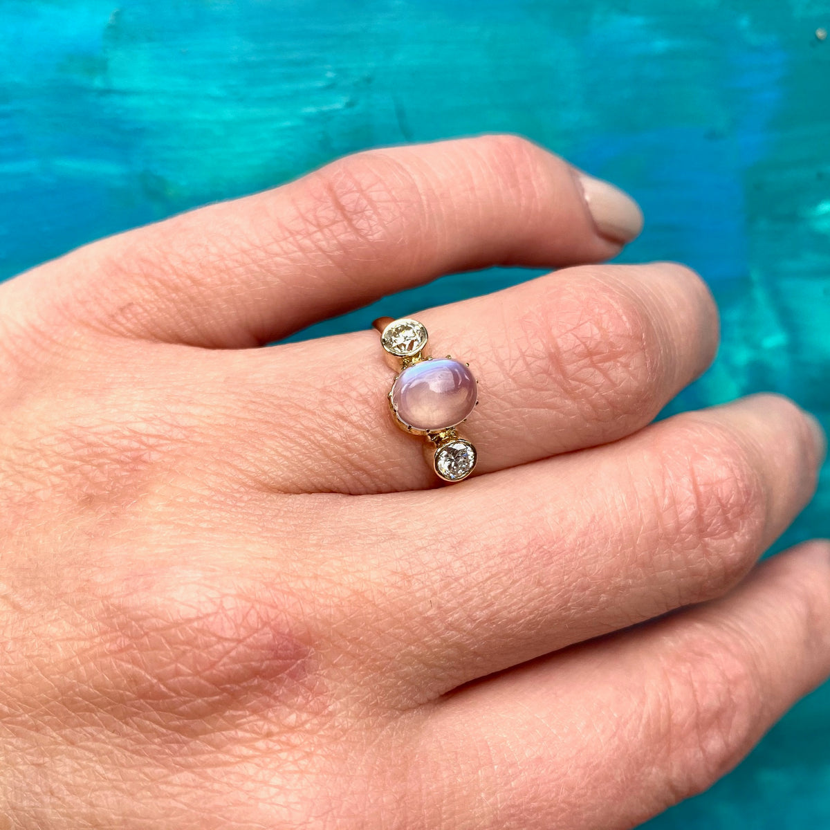 LUNA Moonstone and Diamond Ring