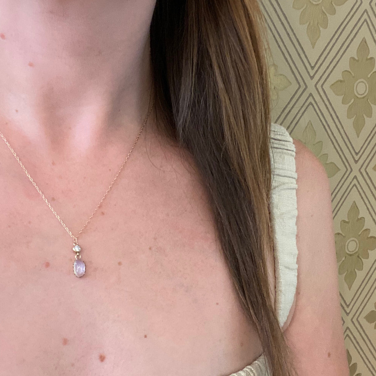 LUNA Moonstone and Diamond Pendant