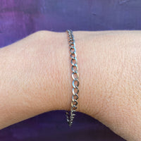 Flattened Link Light Weight Silver Bracelet