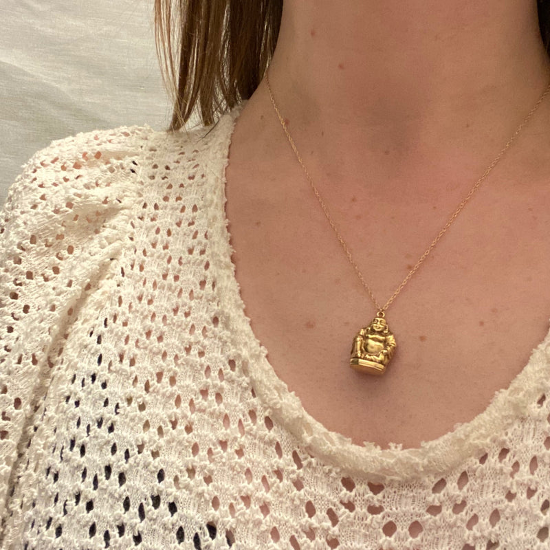 Vintage Gold Buddha Charm Necklace