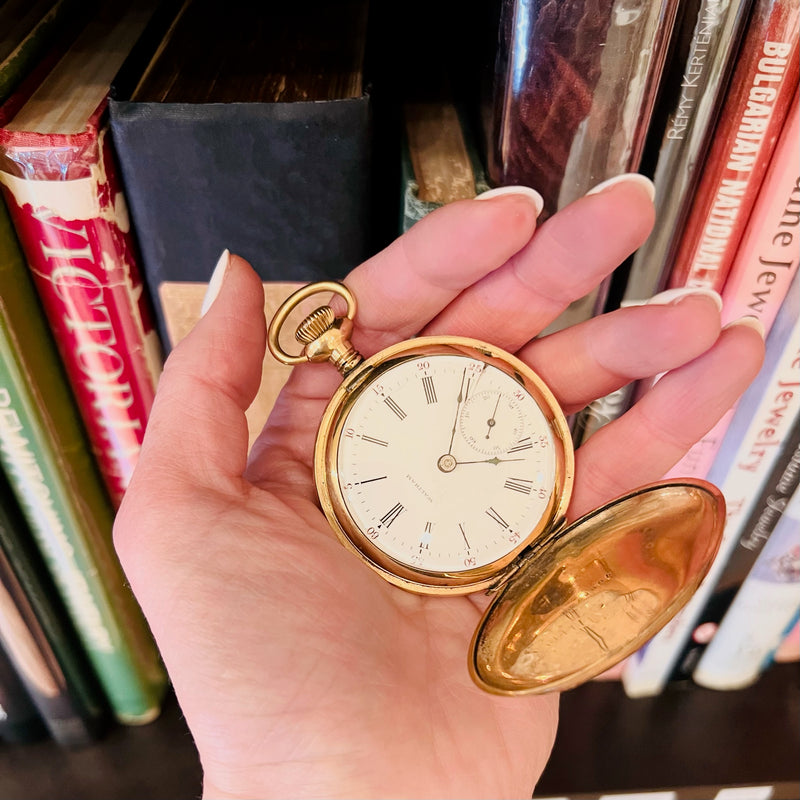 Charming Engraved Gilt Antique Waltham Pocket Watch