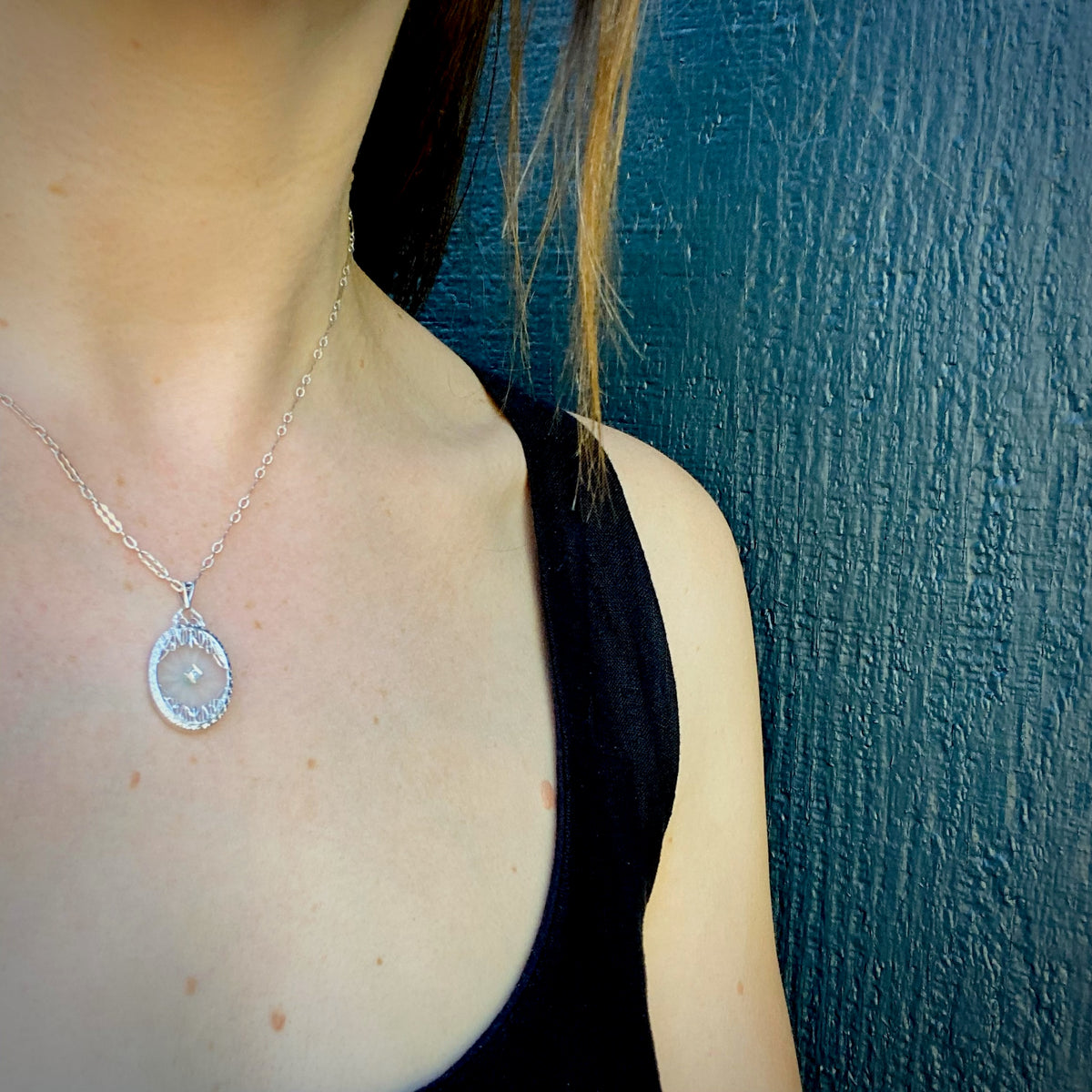 Delicate Filigreed Camphor Glass Necklace