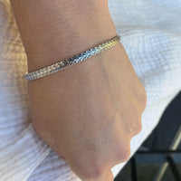 Feathery Engraved Sterling Silver Bangle Bracelet