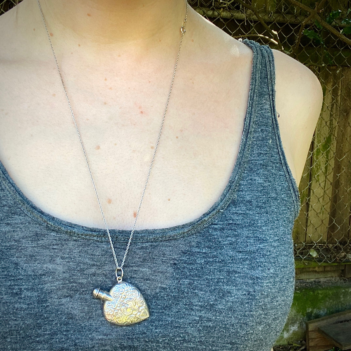 Vintage Valentine Perfume Bottle Necklace