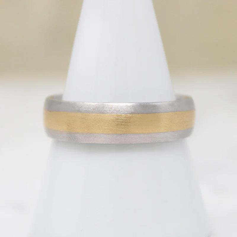 Handsome Two Tone Recycled Gold Wedding Band