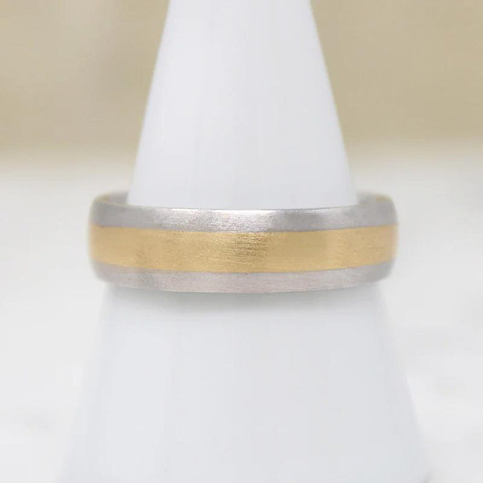 Handsome Two Tone Recycled Gold Wedding Band