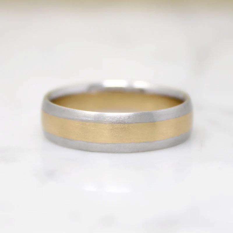 Handsome Two Tone Recycled Gold Wedding Band
