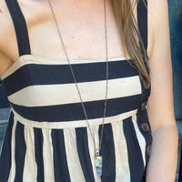 Silver Capped Banded Agate Tusk Necklace