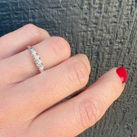 Retro Stepped Diamond Band in Two Tone Gold