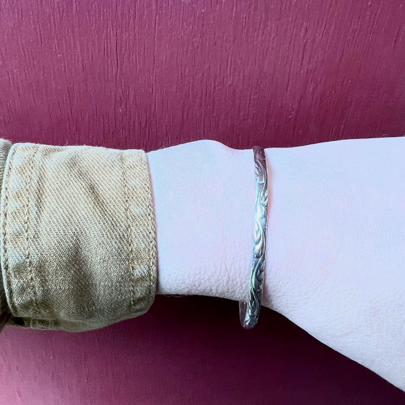 Swirling Silver Mid Century Danecraft Bangle
