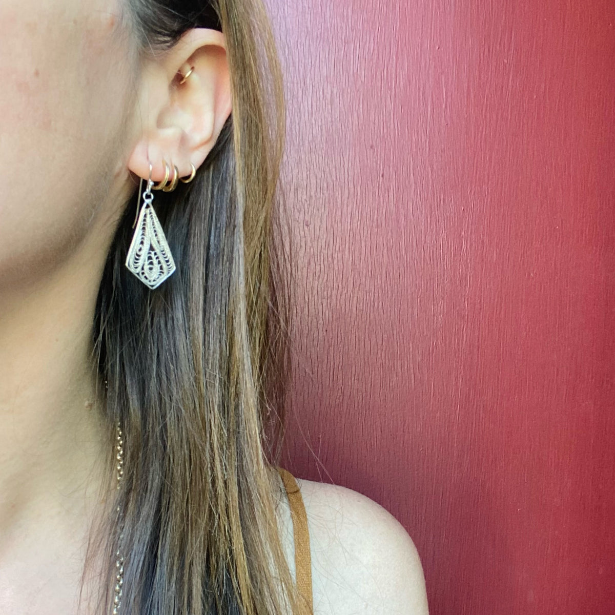 Airy Sterling Silver Filigree Drop Earrings