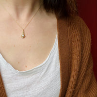 Delicately Engraved Gold Filigree & Diamond Pendant