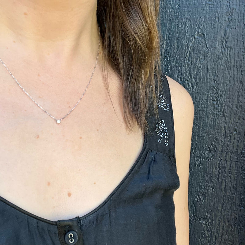 Old Mine Diamond Solitaire in White Gold Bezel Pendant by 720