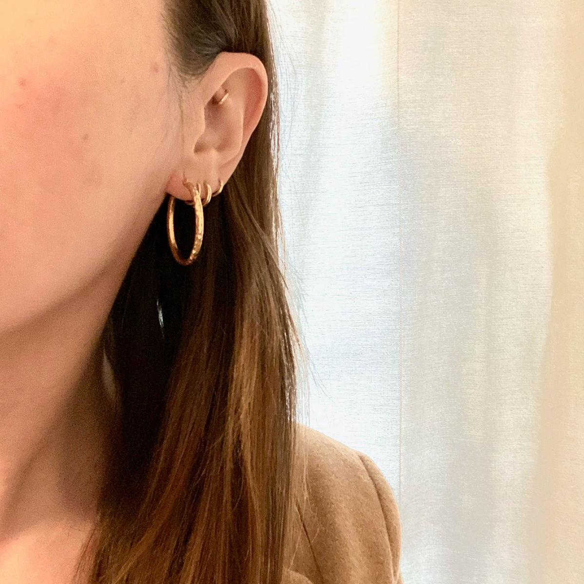 Vintage Gold Hoops with Glittering Facets