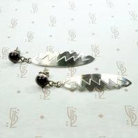Feather & Arrow Silver Earrings with Garnets