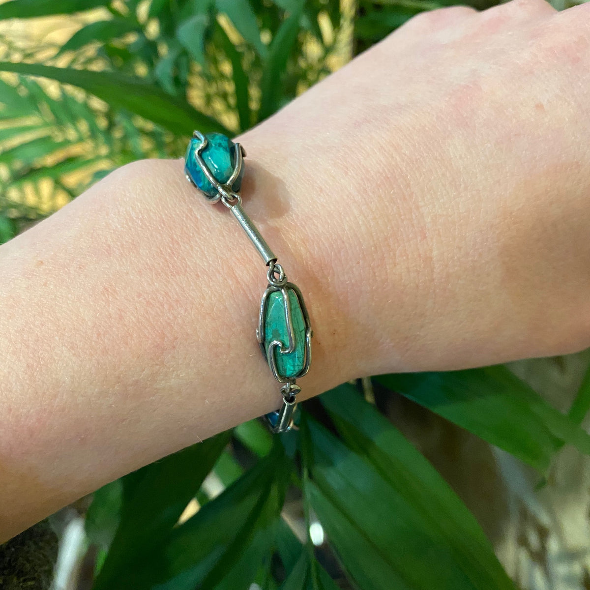 Sterling Silver Wrapped Stone Bracelet