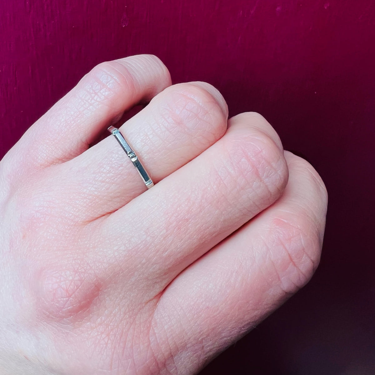 Platinum Geometric Wedding Band