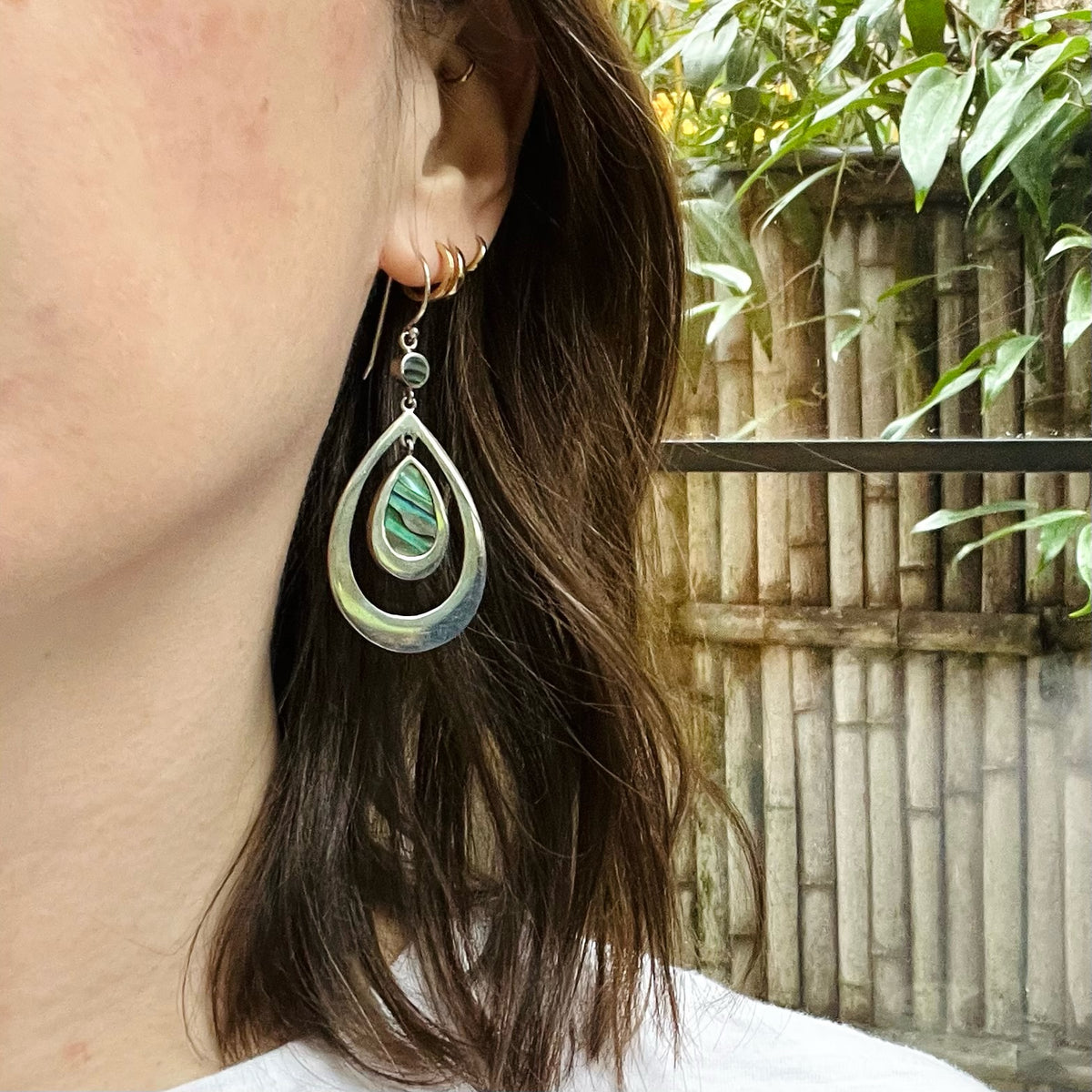 Dreamy Double Drop Earrings with Abalone Inlay