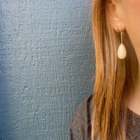 Pendeloque Coral Ear Drops in Gold
